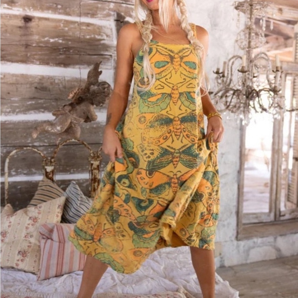 Magnolia Pearl Yellow Halter Sundress Midi